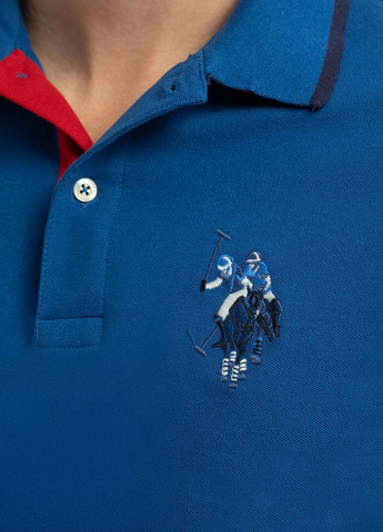 Синяя футболка-поло для мужчин U.S. Polo Assn. однотонная
