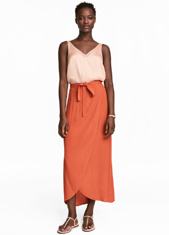 Оранжевая кэжуал однотонная юбка H&M миди