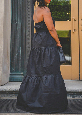 Черное кэжуал платье а-силуэт SHEIN однотонное