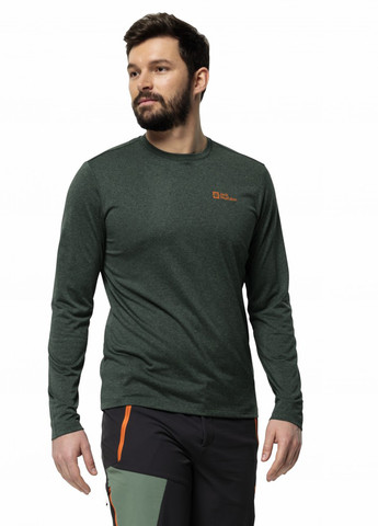 Лонгслів Jack Wolfskin SKY THERMAL L/S M напис сіро-зелений спортивні, кежуали поліестер, трикотаж