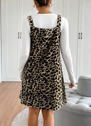 Демисезонный женский сарафан SHEIN леопардовый