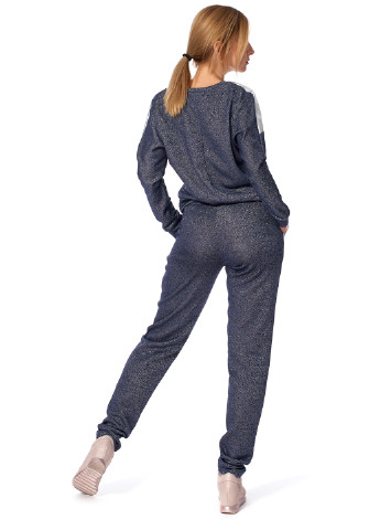 Костюм (свитшот, брюки) SL-Fashion однотонный синий спортивный полиэстер