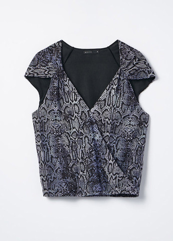 Сіро-синя блуза на запах Mohito