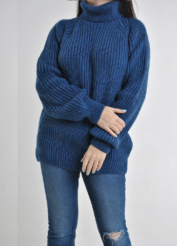 Синий зимний удлиненный свитер Berta Lucci