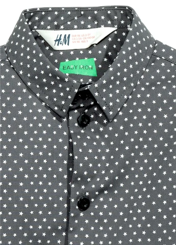 Серая кэжуал рубашка в горошек H&M с длинным рукавом