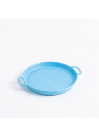 Блюдо с рифленым дном круглое 6738 22 см голубое No Brand (253627590)