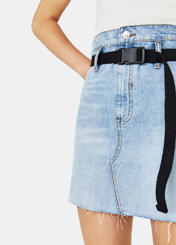Голубая джинсовая однотонная юбка Bershka