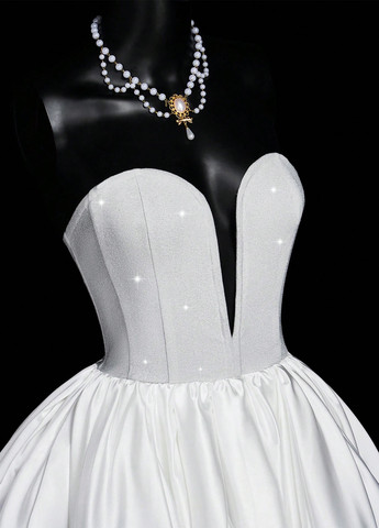 Белое вечернее, кэжуал платье а-силуэт SHEIN однотонное