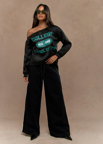 Черный свитшот SHEIN надпись без декора (342064066)