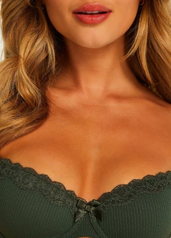 Темно-зелений балконет бюстгальтер Hunkemoller з кісточками поліамід