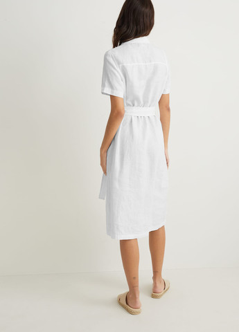 Белое кэжуал платье рубашка C&A однотонное