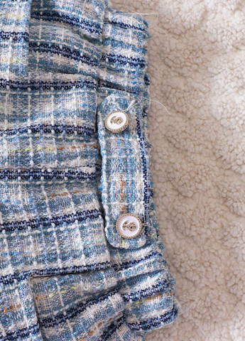 Голубой демисезонный костюм (жакет, гольф, шорты, берет) юбочный SHEIN