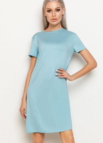 Голубое деловое платье платье-футболка VONAVIN однотонное