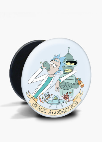 Попсокет (Popsockets) держатель для смартфона Рик и Морти (Rick and Morty) (8754-2081) Черный MobiPrint (216836563)