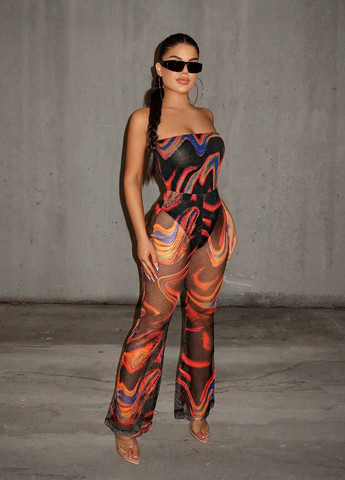 Комбінезон SHEIN комбінезон-брюки абстрактний комбінований кежуал поліестер