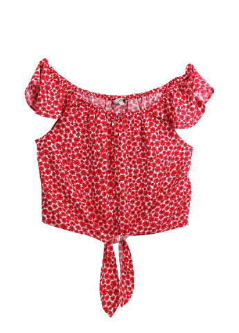 Жіночий короткий топ блуза з короткими рукавами і декоративними гудзиками C&A (236254712)