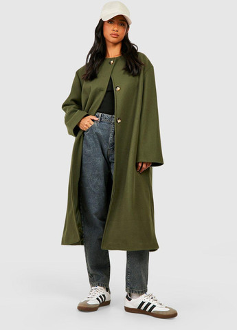 Оливкове (хакі) демісезонне Пальто однобортне Boohoo
