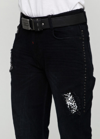 Черные демисезонные зауженные джинсы Woox