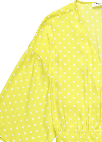 Жовтий кежуал сукня на запах MSCH в горошок
