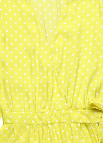Жовтий кежуал сукня на запах MSCH в горошок