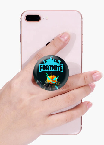 Попсокет (Popsockets) тримач для смартфону Фортнайт скін Палаючий Джек (Fortnite skin Hollowhead) (8754-2695) Чорний MobiPrint (221548610)
