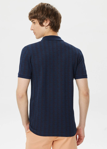 Темно-синяя футболка-поло для мужчин Lacoste с геометрическим узором