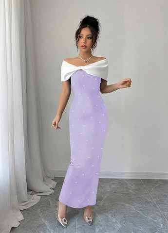 Лиловое вечернее платье силуэтная, футляр SHEIN однотонное