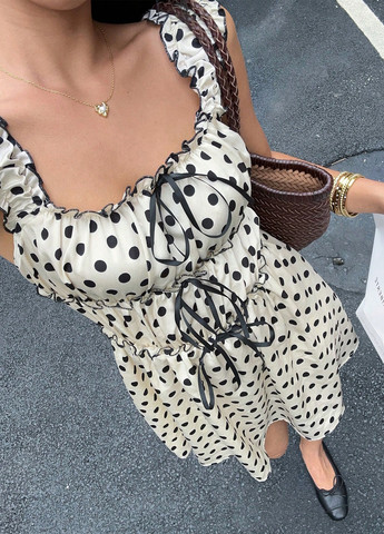 Кремова кежуал сукня кльош SHEIN в горошок