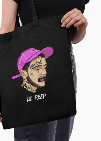 Еко сумка шоппер черная Лил Пип (Lil Peep) на молнии (9227-2635-BKZ) MobiPrint (236265324)