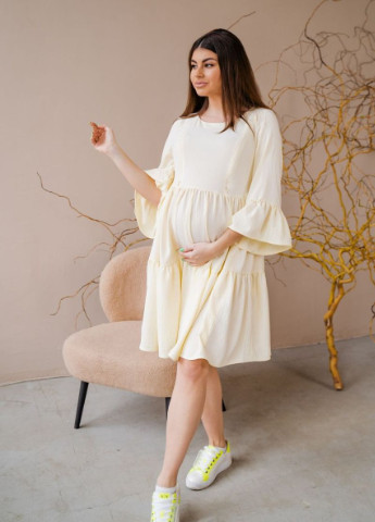 Світло-жовтий легка сукня для вагітних і годуючих мам лимонна з секретом для годування To Be однотонна