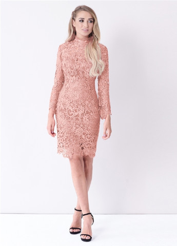 Світло-рожева коктейльна плаття, сукня футляр Sistaglam однотонна