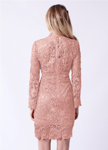 Светло-розовое коктейльное платье футляр Sistaglam однотонное