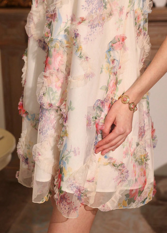 Комбинированное коктейльное, кэжуал платье а-силуэт SHEIN с цветочным принтом