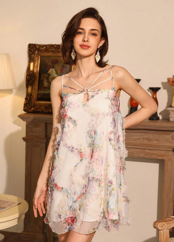 Комбинированное коктейльное, кэжуал платье а-силуэт SHEIN с цветочным принтом