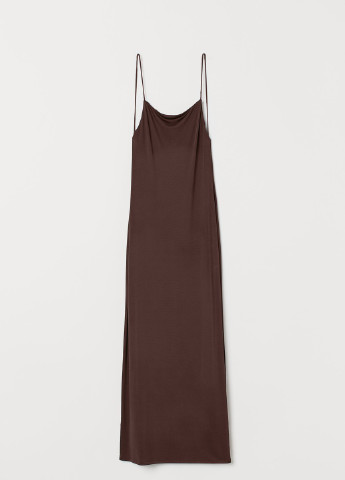 Темно-коричневое вечернее платье с вырезом на спине H&M однотонное