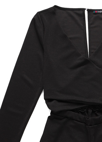 Комбинезон Even&Odd комбинезон-брюки однотонный чёрный кэжуал полиэстер