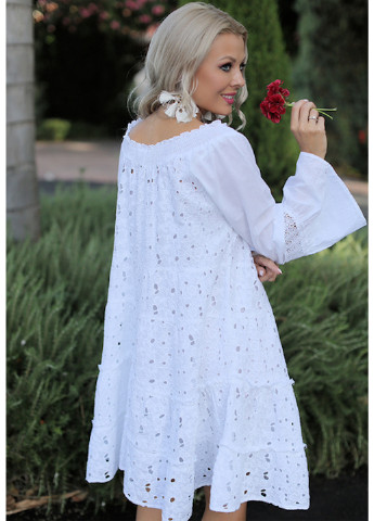 Белое пляжное платье а-силуэт Fresh cotton однотонное