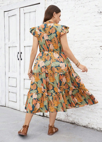 Комбинированное кэжуал платье клеш SHEIN с рисунком