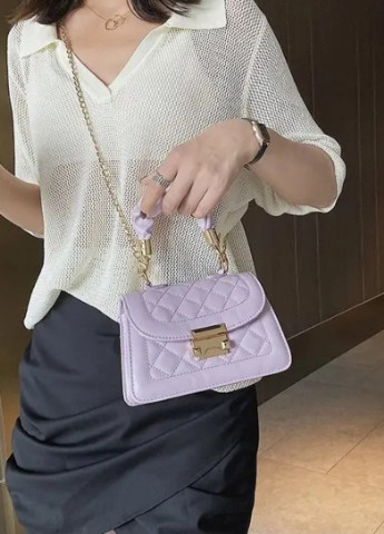 Женская классическая сумочка с ручкой кросс-боди через плечо на цепочке фиолетовая лиловая No Brand (253082227)