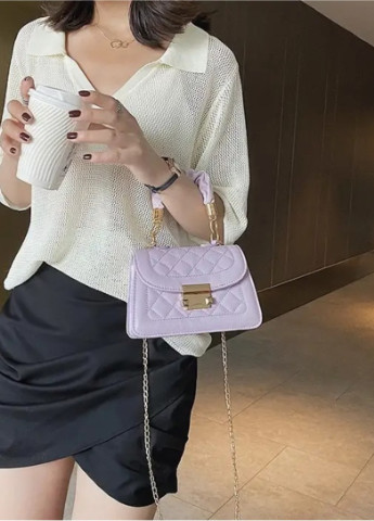 Женская классическая сумочка с ручкой кросс-боди через плечо на цепочке фиолетовая лиловая No Brand (253082227)