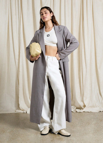 Сіре демісезонне Пальто двобортне SHEIN