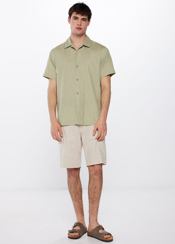 Светло-зеленая кэжуал рубашка однотонная Springfield