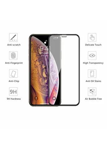 Скло захисне Apple iPhone X Full Cover Full Glue (Black) (121293) (121293) Drobak (249597695)