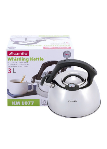 Чайник со свистком и термометром KM-1077 3 л серый Kamille (253628504)