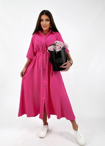 Рожева кежуал сукня сукня-сорочка Fashion однотонна