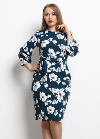 Темно-бирюзовое кэжуал платье Charm Collection с цветочным принтом