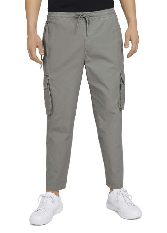 Серые кэжуал демисезонные карго, укороченные, зауженные брюки Tom Tailor