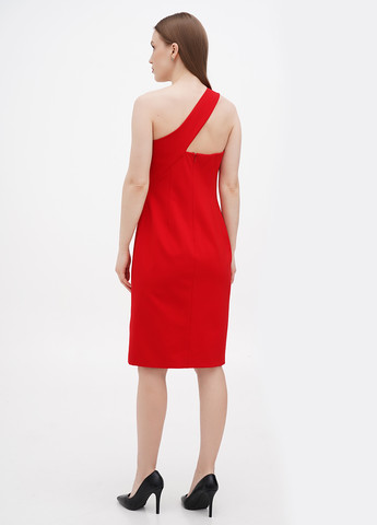 Красное кэжуал платье на одно плечо Ralph Lauren однотонное