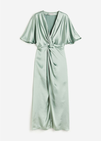 Світло-зелена коктейльна сукня H&M однотонна
