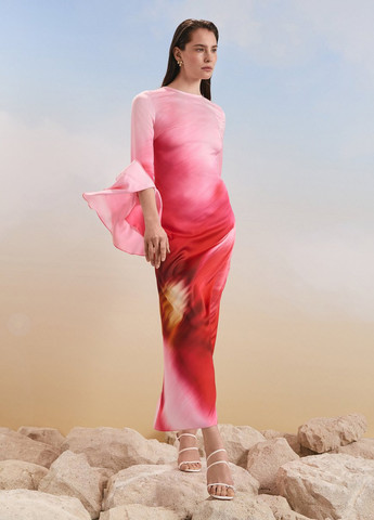 Розовое вечернее платье клеш Gepur градиентное ("омбре")